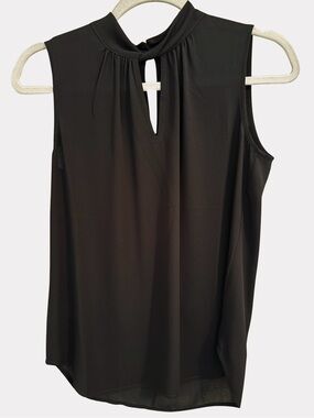 Ann Taylor Sleeveless Mock Neck Black Blouse XS